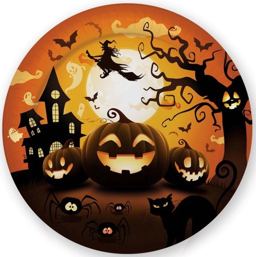 TEKVIcové taniere papierové 23cm 6KS. Halloweenske stolové dekorácie