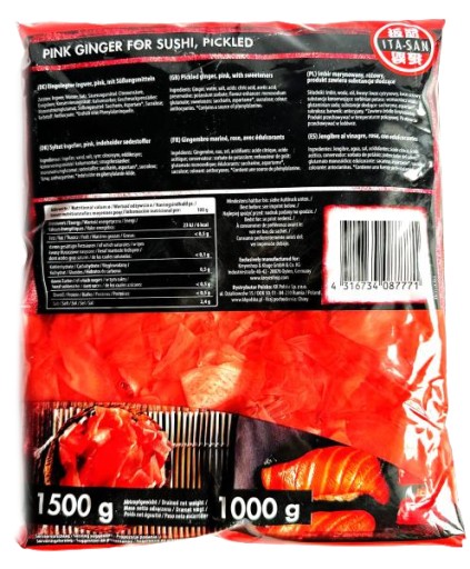 MARINOVANÝ RUŽOVÝ ZÁZVOR 1500g ITA-SAN !Zázvor na sushi!