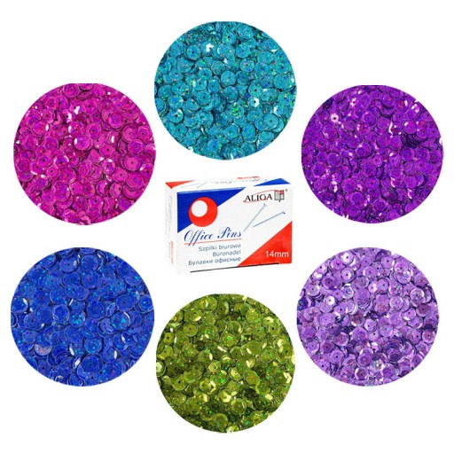 Krátke krajčírske ihlice 14mm 50g Sada flitrov