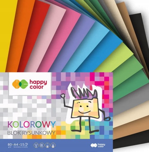 Happy Color A4 podložka na kreslenie, 15 farebných listov