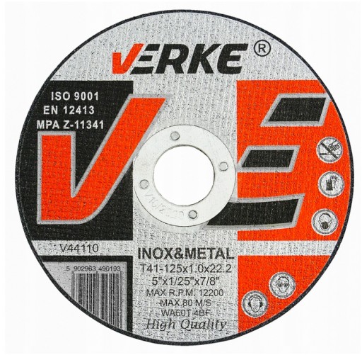 KOVOVÉ REZNÉ KOTÚČE 125 mm x 1,0 mm x 22,2 mm VERKE