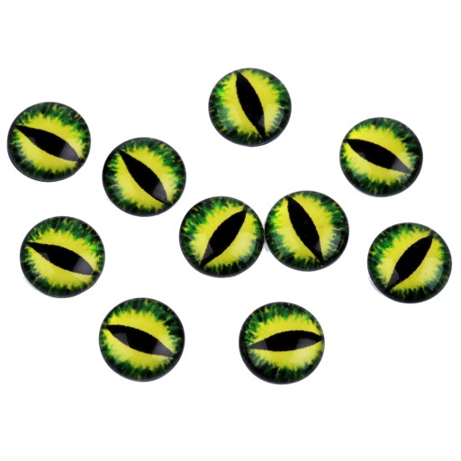 KABOCHONY SKLENÉ DRAČIE OKO 12 mm - ZELENÉ 2 ks.