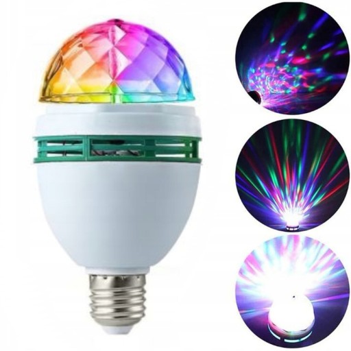 OTOČNÁ LED ŽIAROVKA E27 DISCO RGB VÝKONNÁ 3W