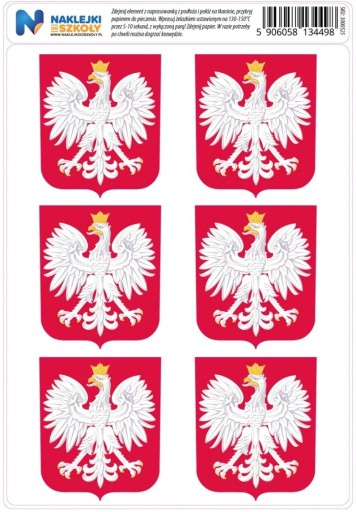 Nažehľovacie obtlačky s poľským znakom - sada 6 kusov