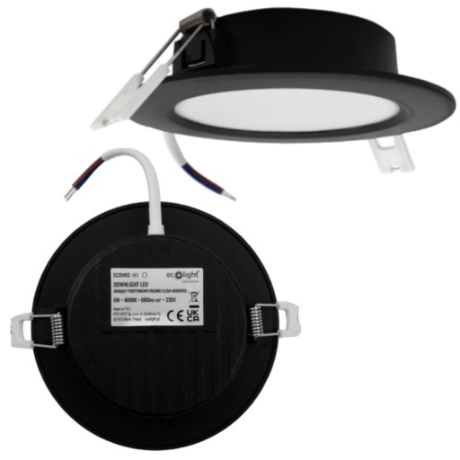 Zapustené stropné LED svietidlo Plafon okrúhle čierne 6W 4000K 12cm