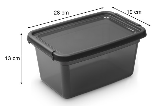 Čierna plastová nádoba s vrchnákom, 4,5 l