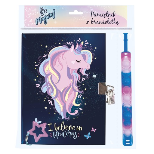 Diár PopIt Unicorn s visiacim zámkom a náramkom