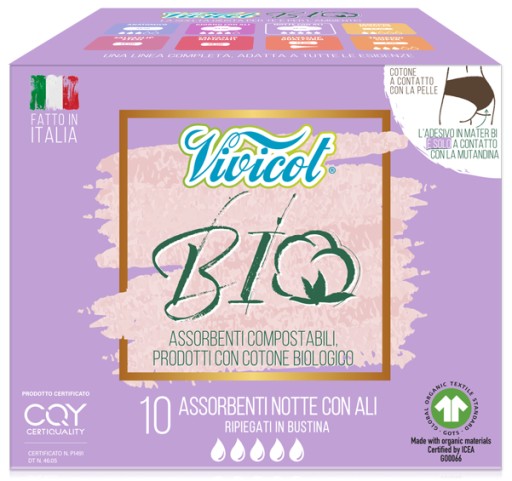 Vivicot 100% BIO Nechlórované hygienické vložky NA NOC