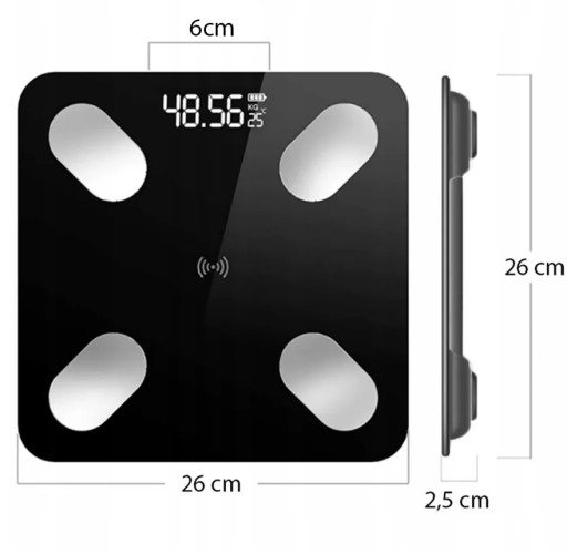 SMART SMART KÚPEĽŇOVÁ VÁHA PRE APLIKÁCIU LCD DISPLEJ BLUETOOTH