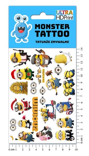 UMÝVAJÚCE DOČASNÉ TETOVANIE PRE DETSKÉ DETSKÉ MINIONY, ORIGINÁLNE DIZAJNY