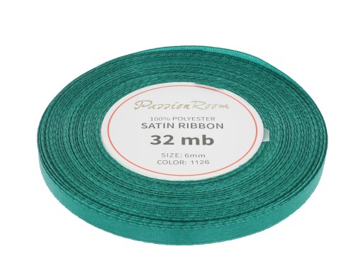Ozdobná saténová stuha 6mm 32mb smaragdová