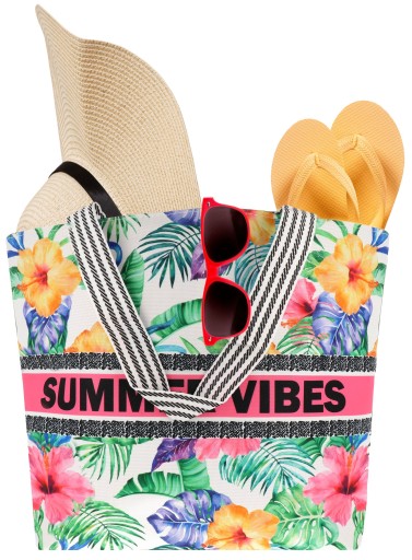 V2 LETNÁ VIBES PLÁŽOVÁ TAŠKA Zips SHOPPER PLÁŽOVÁ TAŠKA PIKNIKOVÝ MIX