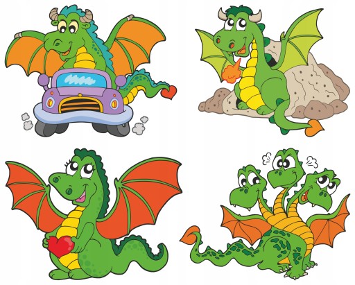 NÁLEPKY NA BIELEJ FÓLII NA NÁSTENNÝ NÁBYTOK DRACI DINOSAURY