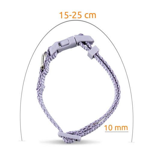 Prémiový obojok, pes, svetlý lila, XXS–XS: 15–25 cm/10 mm