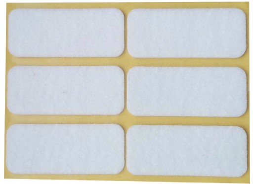 PLSTENÉ PODLOŽKY na stoličky, nábytok, stoly, BIELE, samolepiace, 25 mm x 60 mm