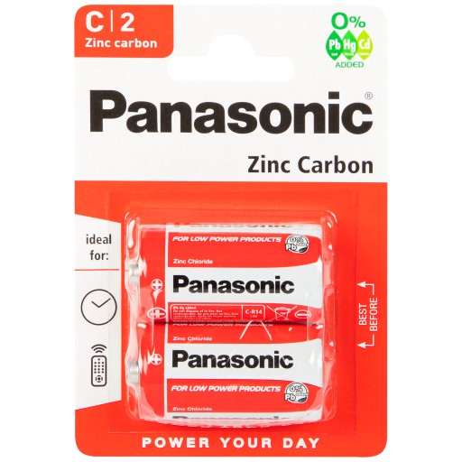 ZINOK UHLÍKOVÁ BATÉRIA PANASONIC SPECIAL C R14 2 ks 1,5V VÝKON.