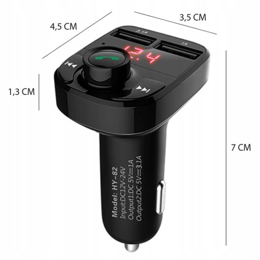 FM TRANSMITTER SD MP3 BLUETOOTH NABÍJAČKA 2XUSB 3.1 1.1 SÚPRAVA TELEFÓNU