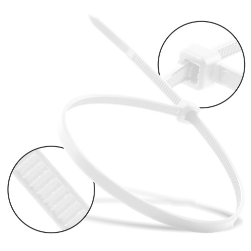 500x sťahovacie pásky Káblové pásky Zipsy 2,5 x 100 mm Silné UV sťahovacie pásky