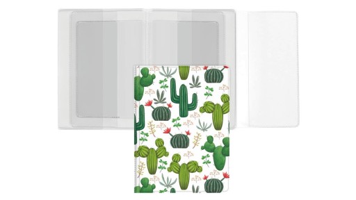 DEKORATÍVNY OBAL na doklady so vzorom CACTUS, farebné BIURFOLOVÉ POUZDRO na karty