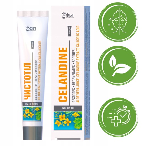 Celandine KRÉM NA TVÁR AKNÉ PSORIÁZA AD Demodexóza ALERGIE VYRÁŽKY 44 ml