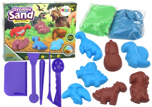 Sada kreatívnych magických kinetických pieskových formičiek na dinosaury 8 kusov