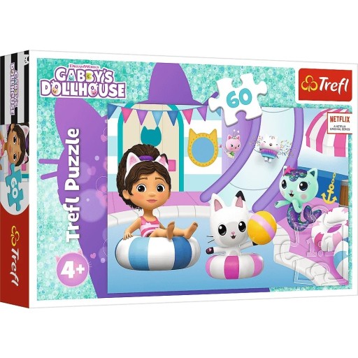 PUZZLE 60 CAT HOUSE GABI Gabby na kúpalisku puzzle pre deti +4 roky