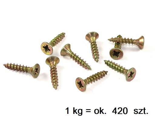 Skrutky do dreva kalené 4,5x35 mm 1kg POZINKOVANÉ, zlatožlté
