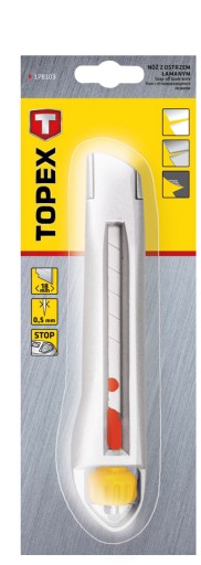 Nôž TOPEX s 18 mm sklopnou čepeľou, kovové telo 17B103
