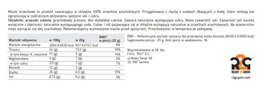 R2G Krémová pasta z arašidového masla 100% orechy Crunchy Crunchy 1kg