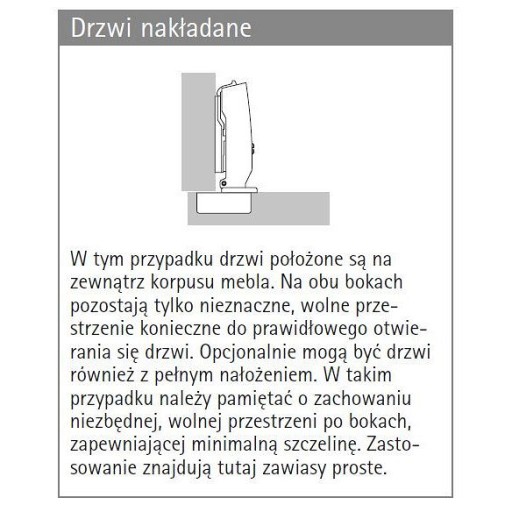 CLIP TOP Prekrývací záves dverí, uhol otvorenia 120°