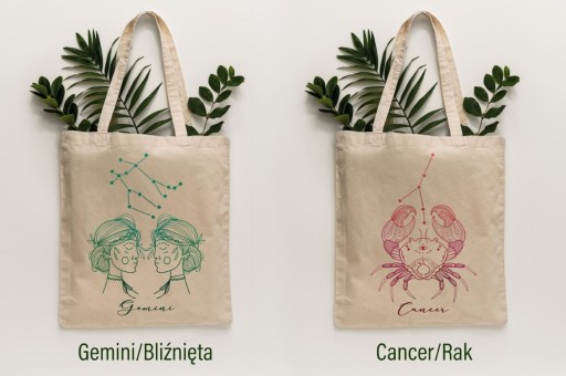 Bavlnená NÁKUPNÁ TAŠKA so ZNAMENÍM ZODIAC ako DARČEK EKO ako DARČEK