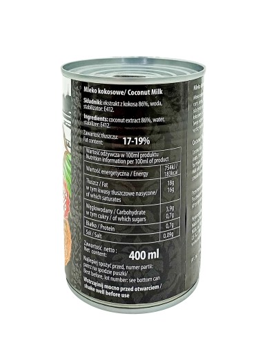 Thajské kokosové mlieko (86% kokos) 400ml