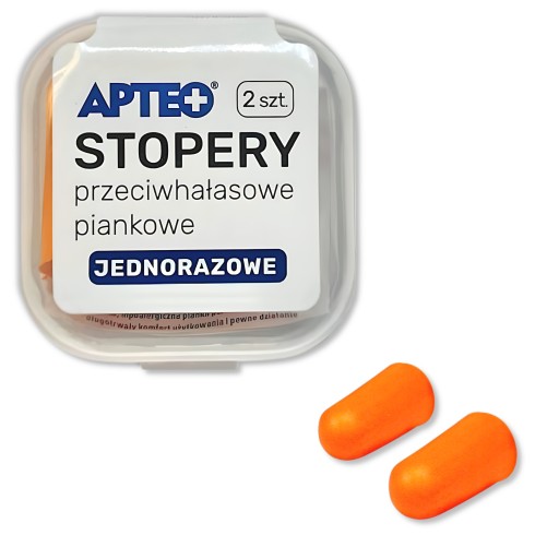 Protihlukové štuple do uší APTEO, penové a jednorazové, 2 ks (pár)