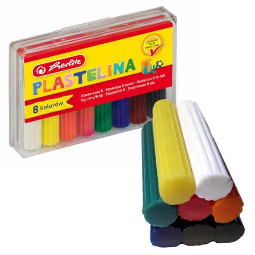 Školská plastelína 8 farieb x 6,5 cm, kazeta 65 g HERLITZ