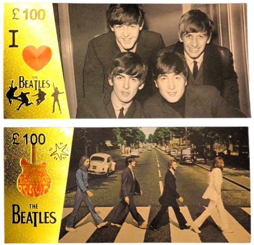 Jedinečný darček zberateľských bankoviek s pozlátenými bankovkami THE BEATLES