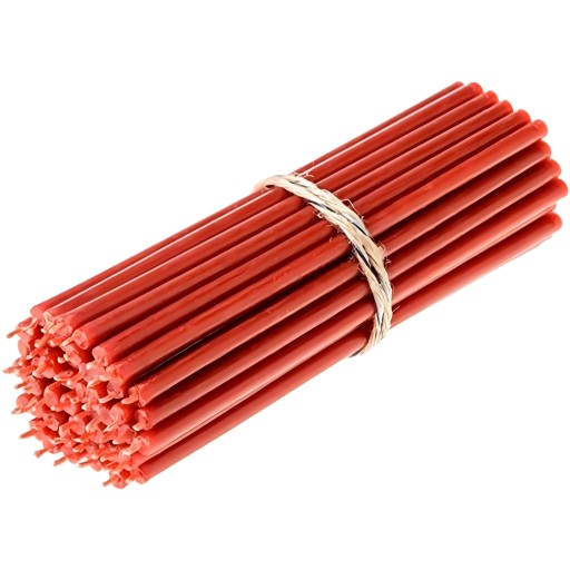 Pravoslávne kostolné sviečky z prírodného včelieho vosku, 15 cm, červené, 10 ks.
