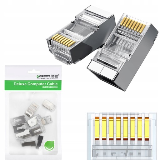Zástrčky RJ45 - UGREEN 10 ks tienené, kat. 6/5/5e