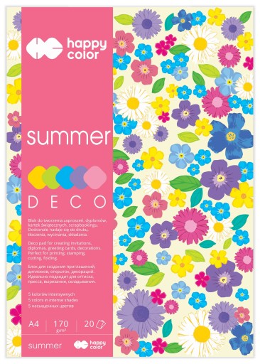 DECO Summer A4 farebný blok 20 listov Happy Color