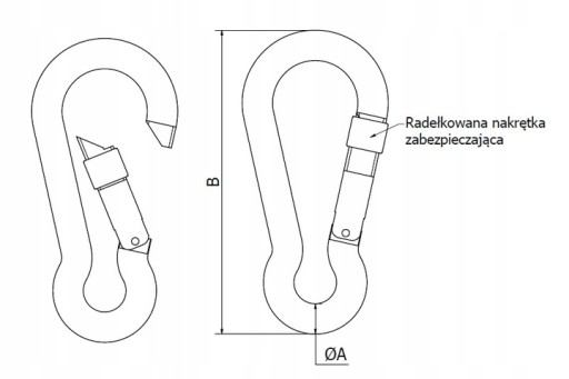 NEREZOVÁ KRABÍNA S ZABEZPEČENÍM 6x60 A4