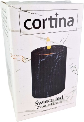 Dekoratívna sviečka na batérie 12,5 cm čierna hrubá mramorová LED vložka až 30 dní