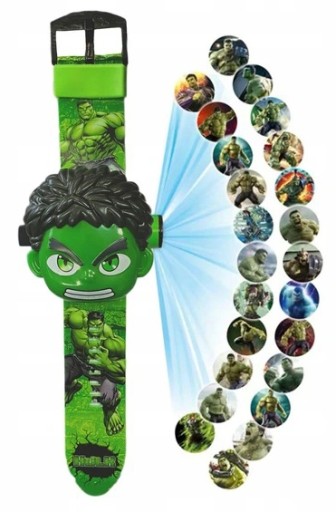 Hodinky HULK zelené LED 3D DIGITÁLNE HODINKY s projektorom
