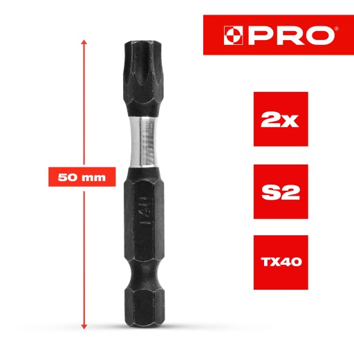 Nárazový bit TX40 Nárazový bit 50mm | Nárazový bit pre skrutkovač 2 ks.