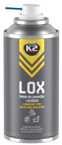 K2 LOX OLEJ NA ÚDRŽBU ZÁMKOV, VISNÝCH ZÁMKOV, VLOŽIEK, VODÍTEK, PÁNTOV 150ML