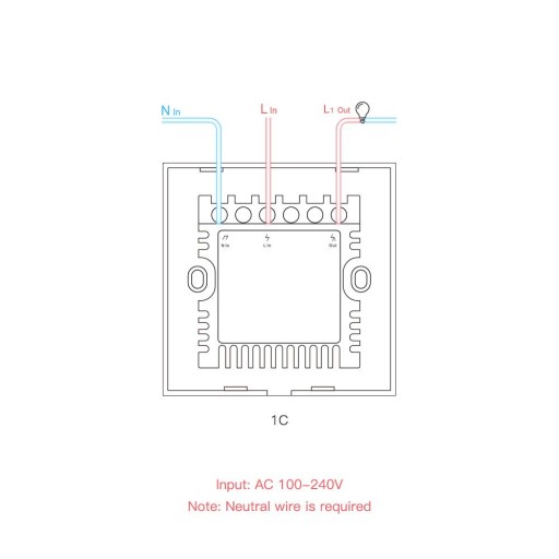 Bezdrôtový spínač svetiel Sonoff T2EU1C-RF 433 MHz (1-kanálový)