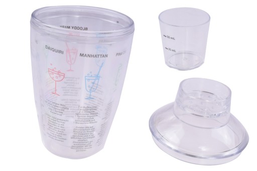 Šejker na nápoje 500 ml s odmerkou a DE receptúrami