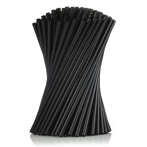 Hrubé plastové slamky, čierne, 240 mm x 7 mm, 500 kusov