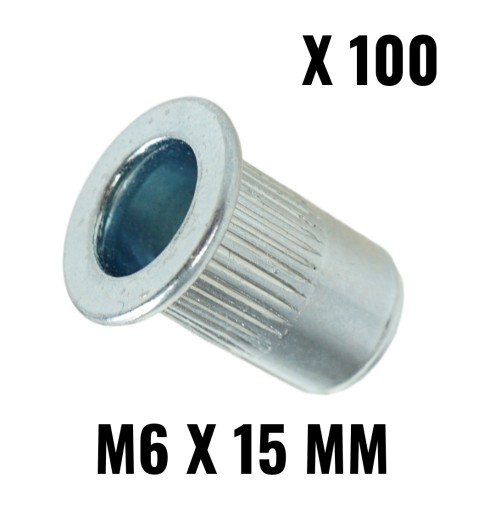 Nitovacia matica s drážkovaným nákružkom M6 x 15 mm