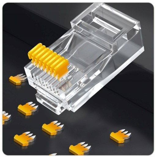 100 x RJ45 INTERNETOVÁ ZÁSTRČKA 8P8C ZLAT