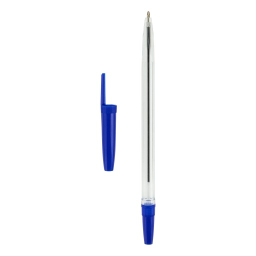 Modrý priehľadný BALLPOINT, sada 10 kusov, 1mm, ideálny do školy