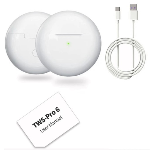 BEZDRÔTOVÉ SLÚCHADLÁ PRO 6 BLUETOOTH 5.3 + POWERBANK + KÁBEL USB TYPU C